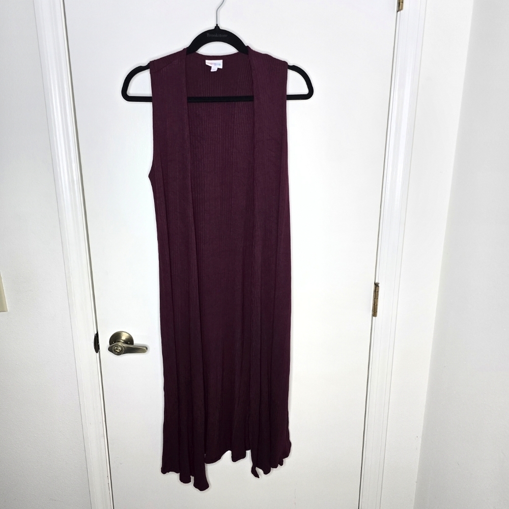 LuLaRoe Sleeveless Duster in Deep Burgundy Size XS